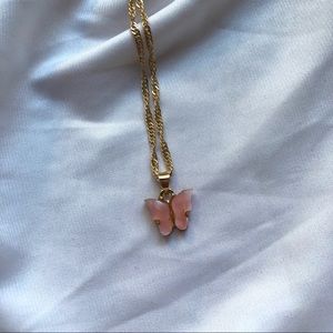 “Peachy” Peach Butterfly Necklace